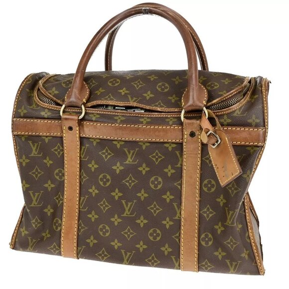 Auth LOUIS VUITTON Sac Chasseur 40 Pet Carry Hand Bag Monogram Leather